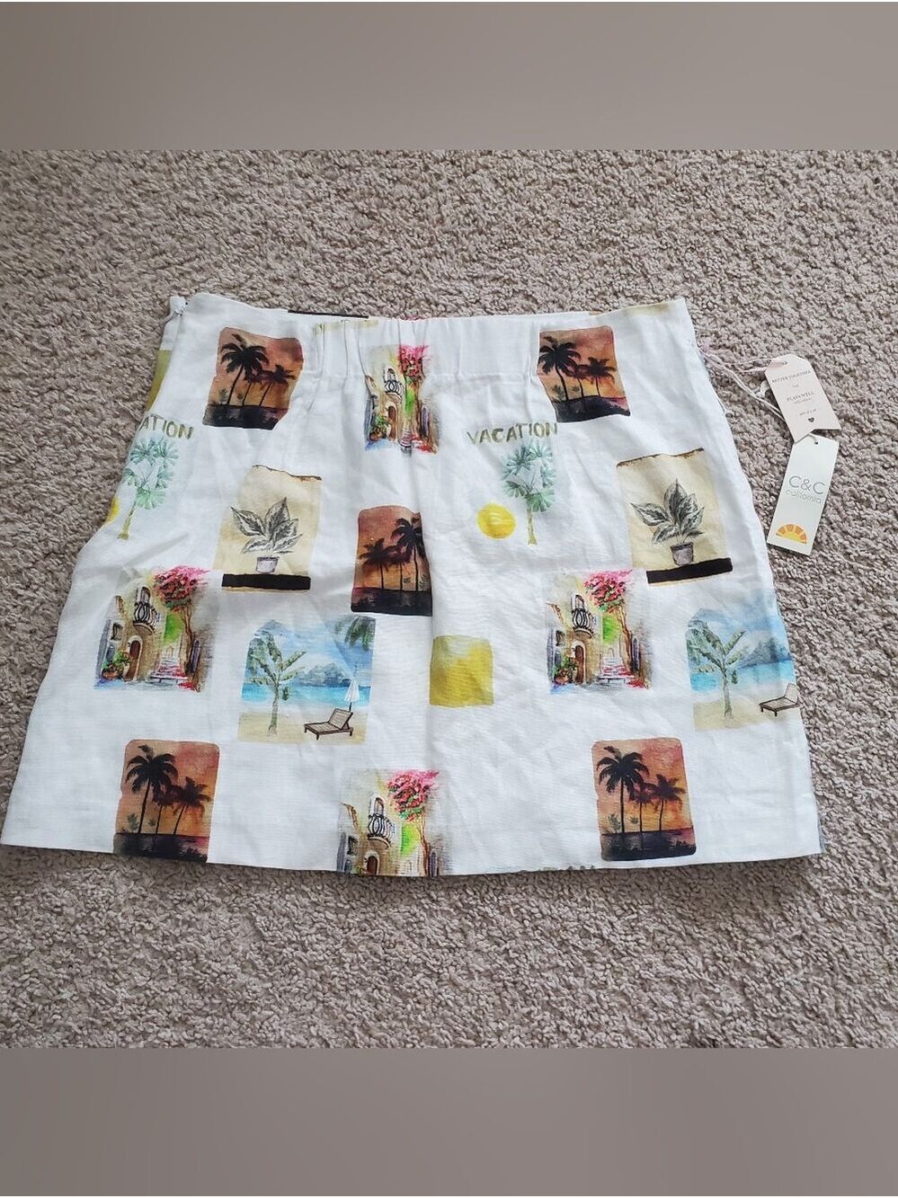 NEW C&C California White Vacation Print Mini Skirt Lined Women's Size Medium - Picture 5 of 12